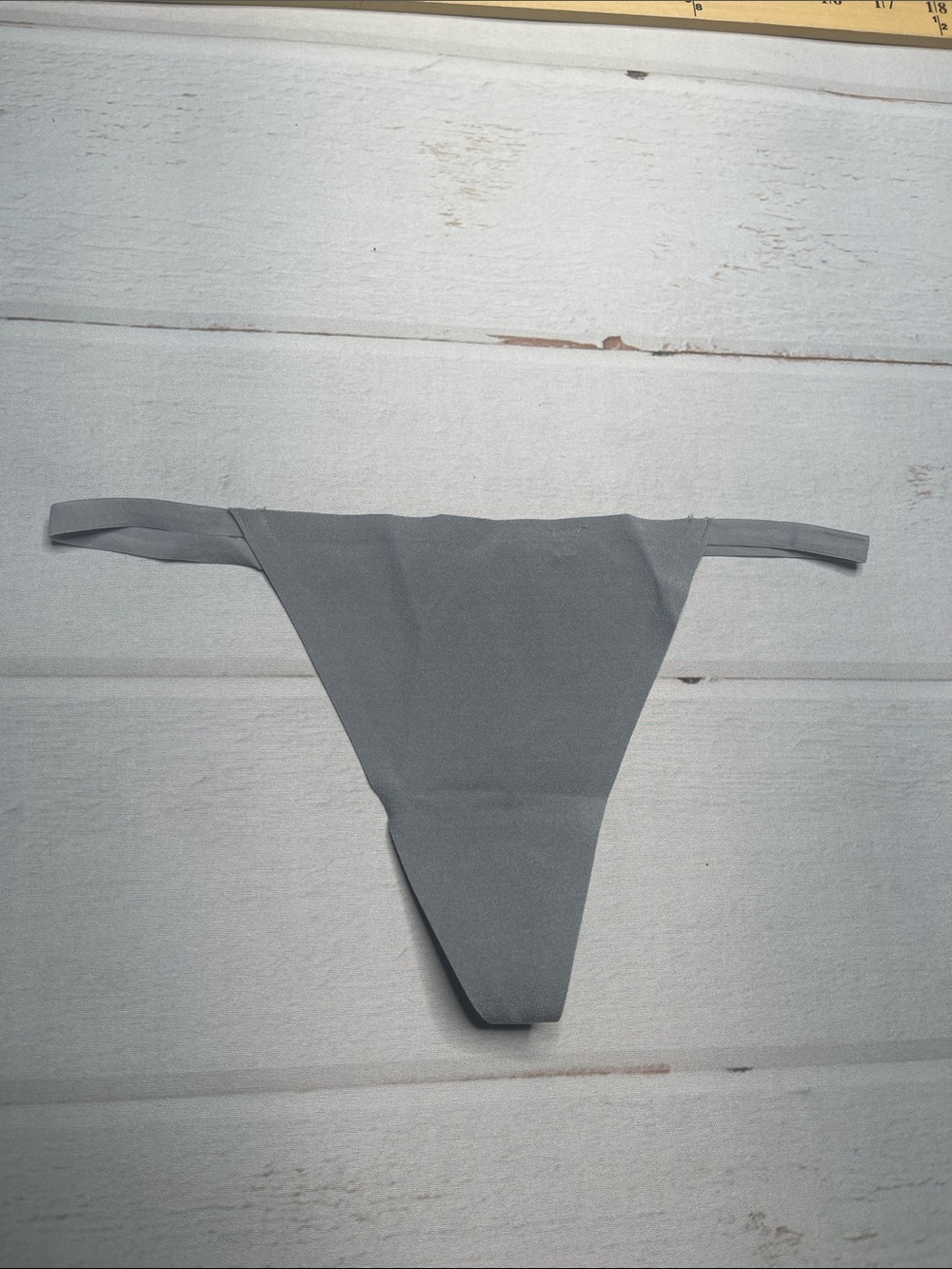 VS Pink No Show V String Panty Small Gray Victorias Secret Thong Nwt New